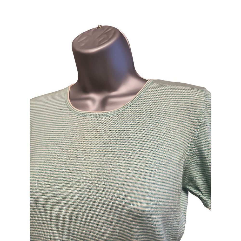 AKRIS Silk Cotton Blend Pullover Short Sleeve Round Neck Knit Blouse Size US 8 - Picture 2 of 6